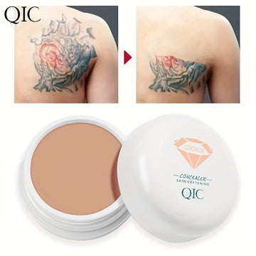 QIC Full Coverage Concealer & Foundation - Matte Finish, Natural Coverage for Dark Circles, Blemishes, & Contouring, Non-Cakey Formula, All Light Beige Types, Plant-Based Squalane, 1fl.oz, Beauty Product, Sleek Packaging, Smo