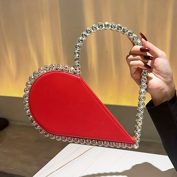 Mini Heart Shape Women's Elegant Evening Bag, Trendy Clutch Purse for Party Prom and Wedding