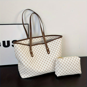 Women's Vintage Pattern Tote Bag, Large Capacity Shoulder Bag, Stylish Bag For Work