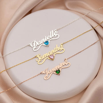 Necklace Customize Pendant with Name and Birthstone Necklace for Women Uionen-048