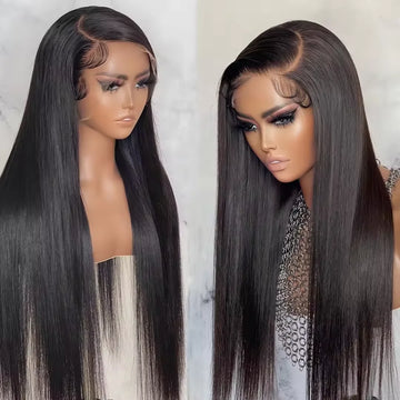 Raw Brazilian Human Hair Swiss Lace Front Wigs for Black Women Transparent Lace Frontal Wigs Bone Straight Human Hair Wigs