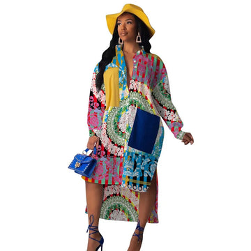 Women’s Striped Long Sleeve Shirt Dress – Oversized Button-Up Blouse Dress 2025