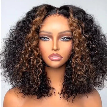 5X5 HD Lace Front Human Hair Wigs Pre-Plucked Kinky Curly Lace Wigs for Women Short Bob Curly Lace Wigs 250% Density 10"-14"