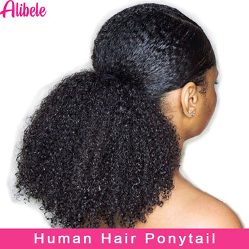 Afro Kinky Curly Drawstring Ponytail Human Hair Extension 4B 4C Remy 10-28inch Long Clip In Ponytail Extension