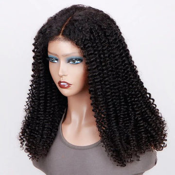 Human Hair Wigs Kinky Curly Double Drown Transparent Lace Front Wig