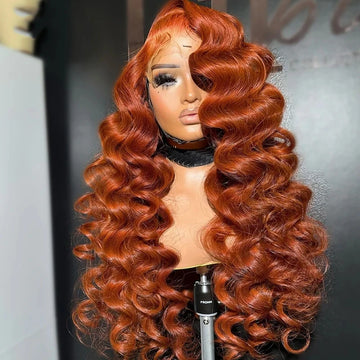 Ginger 13x4 13x6 Glueless HD Lace Frontal Pre Cut Raw Brazilian Wig Pre Plucked Ready to Wear Loose Deep Wave Human Hair Wigs