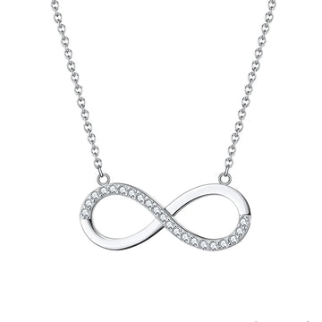 RINNTIN SN192 100% 925 Sterling Silver Infinite Love Pendant Necklace for Women Cubic Zirconia Necklace Factory Custom