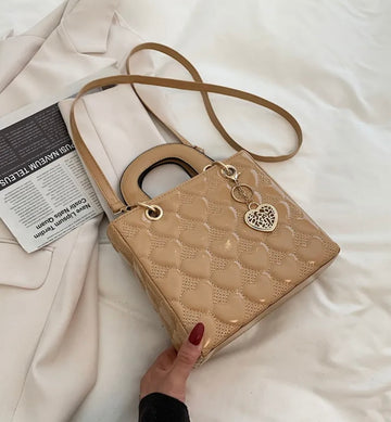 Women Fashion Solid Color Heart Square Bag Square Shoulder Bag