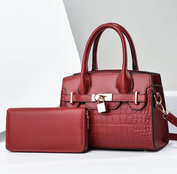 Women Fashion Casual Solid Color Bag Stone Pattern Large Capacityhandbag Set