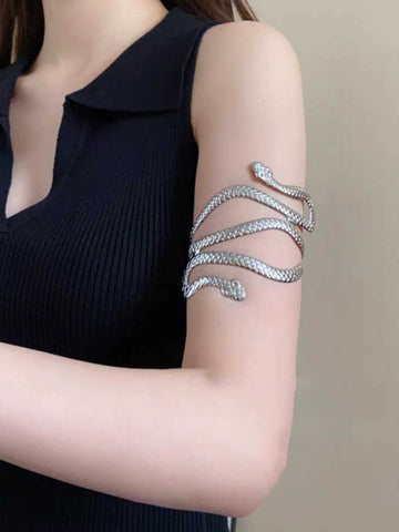 Punk Stylish Niche Style Armband Winding Double-Headed Snake Fashion Normcore Style Exaggerated and Personalized Opening Adjustable Bracelet