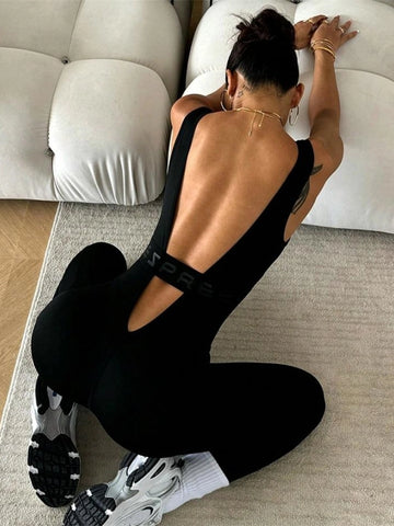 Sexy Backless Tight Yoga Sports Jumpsuit Trousers Women Fitness Bodysuit Jumpsuit