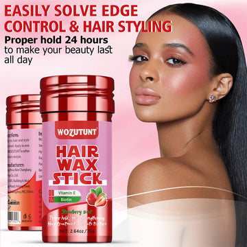Strawberry Hair Wax Stick – Vitamin E Styling Pomade for Frizz Control & Texture