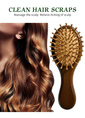 Premium Wooden Bamboo Hair Brush – Anti-Hair Loss Comb with Massage Scalp Teeth