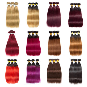 Brazilian Human Hair Weave Bundles Brown Straight Colored Human Hair Bundles Remy Burgundy Red Human Hair Extensions