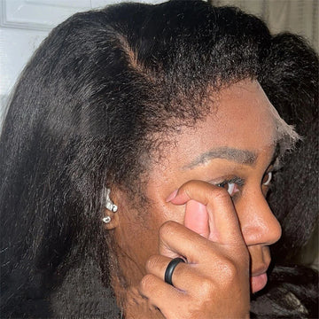 Transparent Yaki Kinky Straight Lace Front Human Hair Wigs For Women Curly 4X4 Closure Wig Pre Plucked Wig