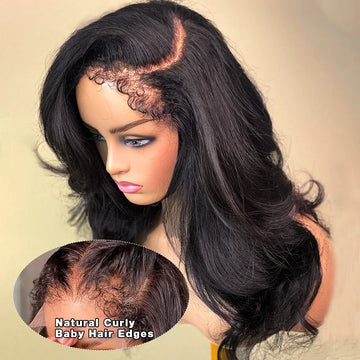 4C Kinky Edges Curly Baby Hair Wig 13x6 HD Lace Frontal Wig 100% Human Hair Body Wave 13x4 Lace Front Human Hair Wigs for Women