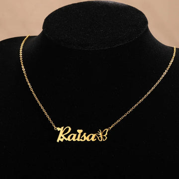 Personalized Butterfly Name Necklace Women Girl Custom Stainless Steel Nameplate Choker Necklaces Handmade Jewelry