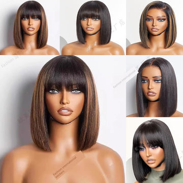 Yaki Wig Full-Head Wig Women's High-Temperature Fiber Fringe Chestnut Brown Wave Head Cover Manufacturer