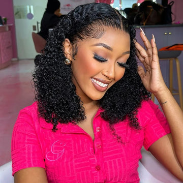 Kinky Curly Bob Wig 100% Human Hair Wig 13x4 Transparent Lace Front Wig Pre Plucked Curly Wave Bob Wig 180 Density For Women