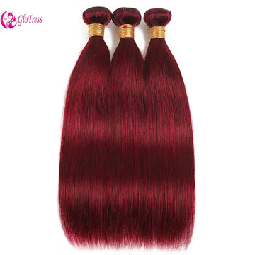 Straight Human Hair Bundles 8-26 Inch 100g/Bundle Double Weft Weave Extensions Brazilian Color 99j 3 Bundles Human Hair
