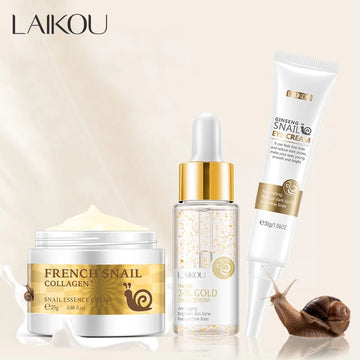 LAIKOU Snail Collagen Skincare Set – Anti-Aging Cream, Serum & Eye Cream