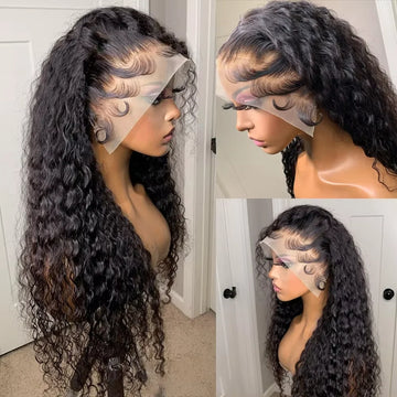 13x6 Hd Lace Frontal Wig Human Hair Brazilian Curly Wigs Pre Plucked Wet And Wavy 36 Inch Deep Wave Human Hair Lace Frontal Wig