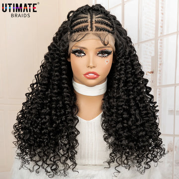 22" Synthetic Curly Wavy Wig with Braids – UTIMATE 13x4 Lace Front Wig for Women, Natural Crimps Daily Hair Replacement Wig