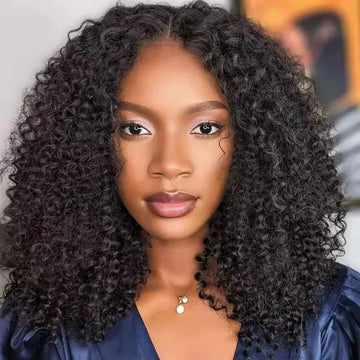 Kinky Curly Human Hair Wig – 13x4 Lace Frontal Indian Remy Short Bob, Wet & Wavy