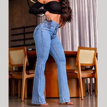 Fashion Straight Elastic Jeans Women Mid Waist Skinny Denim Pants Y2K Trousers Shaping Butt Lift Slim-fit Jeans