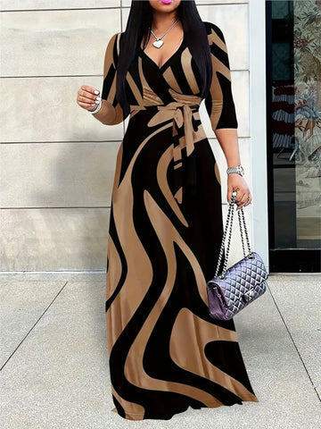 Dress For Women Casual Sexy Deep V Neck Lace-Up Loose Dresses Robe Femme Summer Holiday Womens Clothing