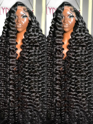 WIGIRL HD 200% 30 Inches Loose Deep Wave Curly 13x6 Wigs Human Hair Lace Frontal 13x4 Water Wave Transparent Lace Front Wig