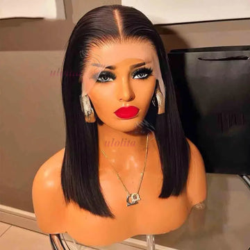 Bleached Knots Bone Straight Wig Human Hair Ready To Go Short Bob 13x4 HD Full Transparent Lace Frontal Wigs Pre Plucked