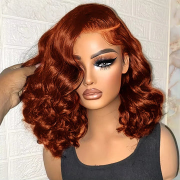 Body Wave Short Bob Wig 13x4 Transparent Lace Frontal Wig Brazilian Human Hair Wigs 180% Density Virgin Remy Hair