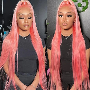 Pink Human Hair Lace Frontal Wig Brazilian 13x6 Straight Lace Front Wig Pre Plucked 613 Colored Hd Lace Frontal Wigs For Women