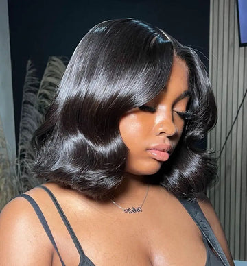 Body Wave Short Bob Wig 13x4 Lace Frontal Human Hair Wigs 4x4 Lace Closure Wig Brazilian Virgin Hair Natural Black For Women
