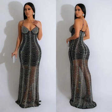 Birthday Evening Party Dress Long Strap Maxi Dresses