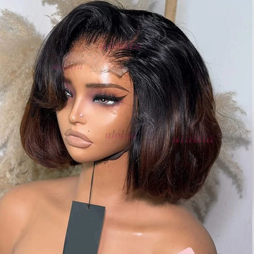 Pixie cut Bob Wig Reddish Brown Lace Closure Wig Wear and Go 4x4/13x4 Glueless Wig Minimalist Lace Bob Wig