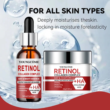 Retinol Cream & Serum Set – Anti-Aging Collagen Moisturizer with Vitamin E