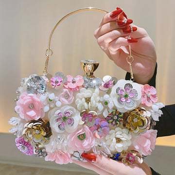 Elegant Evening Bag, Flower Box Clutch Purse for Women's Wedding Party Prom