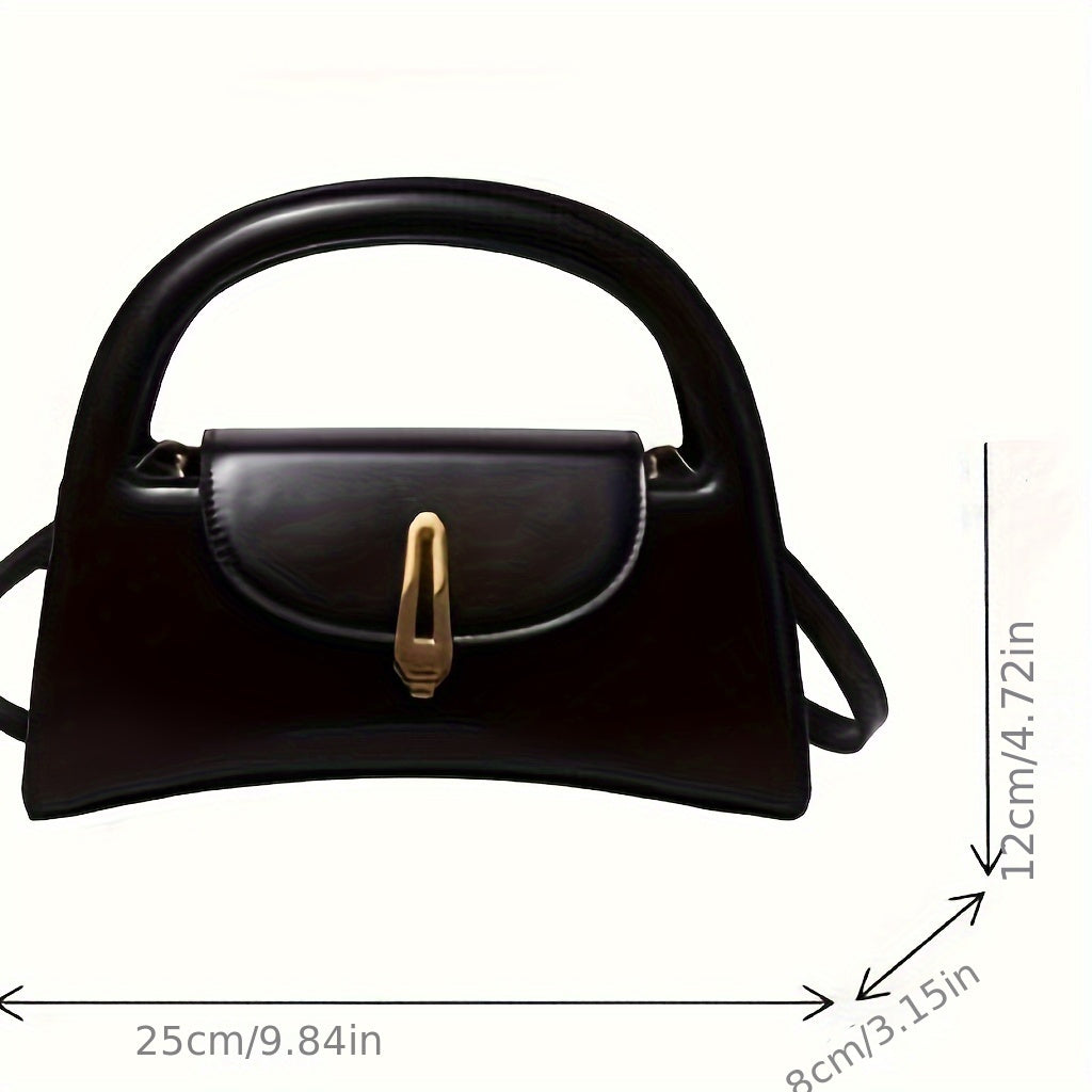 Vintage Black Handbag with Golden Clasp & Chain Strap