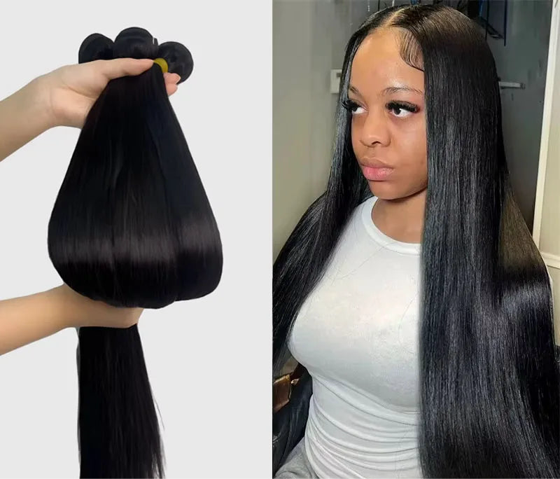 Bone Straight 100% Real Human Hair Bundles Remy Raw Hair Straight Human Hair Bundles Brazilian Hair Weave Extensions