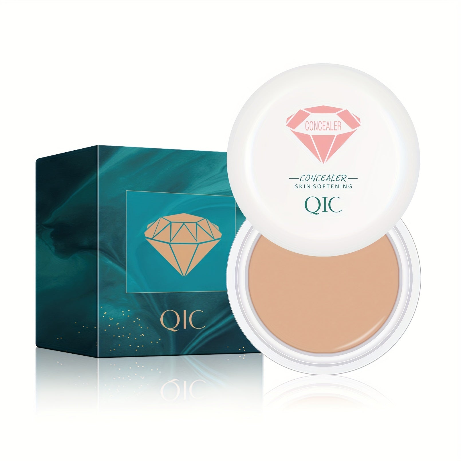 QIC Full Coverage Concealer & Foundation - Matte Finish, Natural Coverage for Dark Circles, Blemishes, & Contouring, Non-Cakey Formula, All Light Beige Types, Plant-Based Squalane, 1fl.oz, Beauty Product, Sleek Packaging, Smo