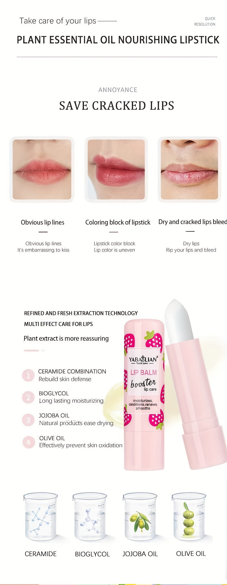 Moisturizing Lip Balm, 6 Fruit Flavors