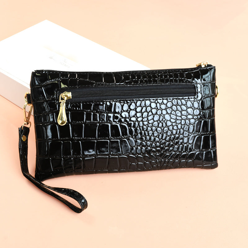 Croc Embossed Clutch Bag Women's Elegant Crossbody