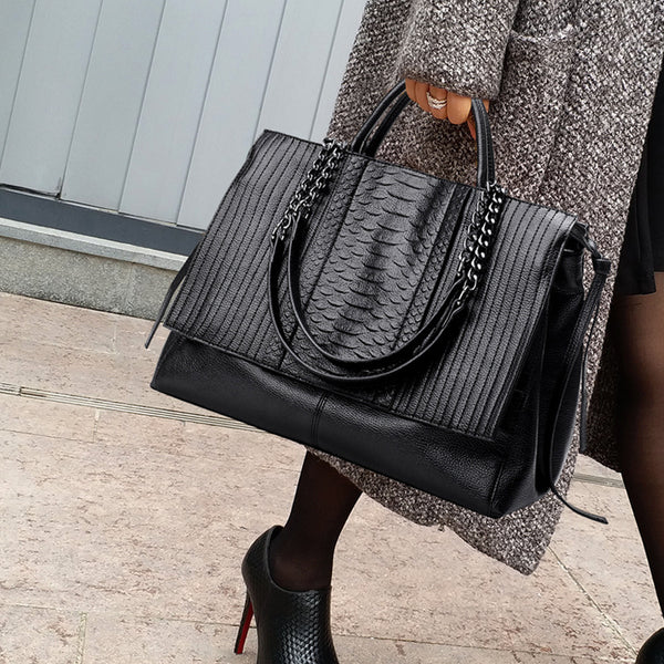 Crocodile Embossed Faux Leather Satchel Purse