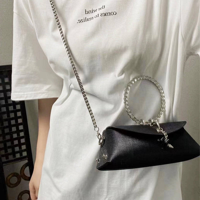 Women's Luxury Designer Clutch Handbag with Detachable Chain Strap & Closure - Synthetic Leather Rhinestone-Adorned White/Black/Green Evening Bag, Golden-Tone Hardware, Elegant Large Statement Purse for Parties, Weddin