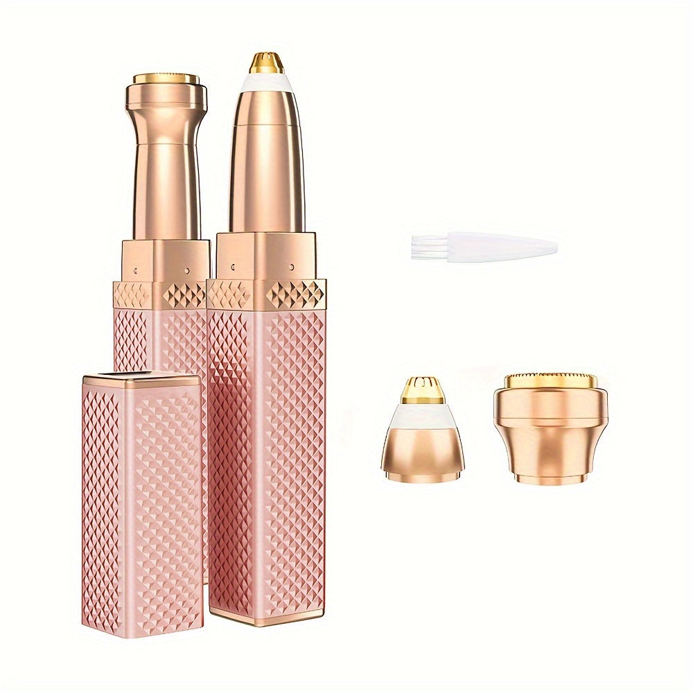 Effortless Beauty - Lipstick-Shaped Facial Hair Remover for Women - 2-in-1 Precision Eyebrow Epilator & Trimmer - Portable, Electric, and Stylish