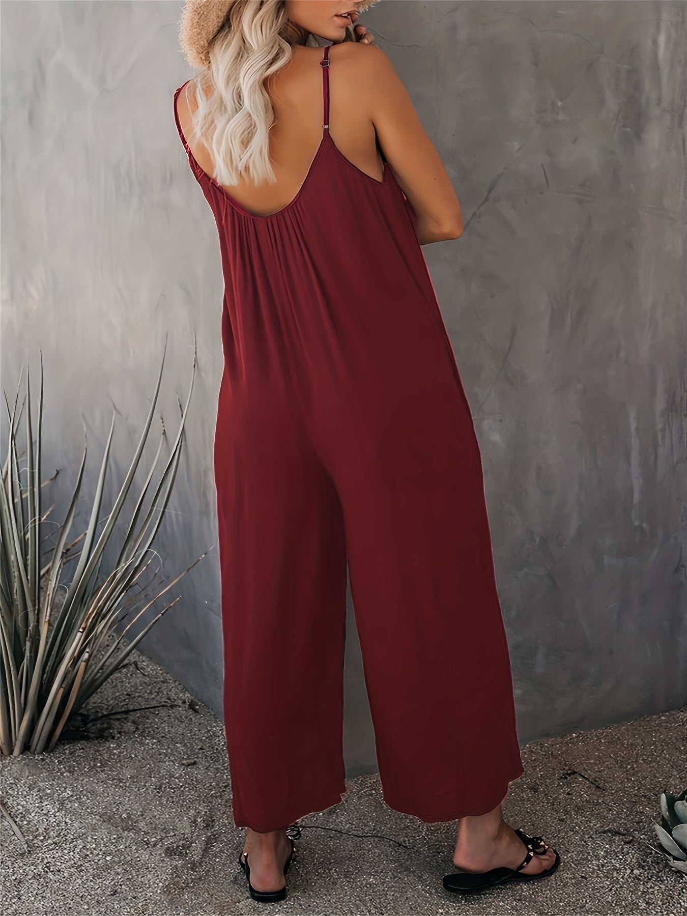 Women'S Light Blue Sleeveless Jumpsuit with Pockets - Casual Polyester Knit Fabric, V-Neck, Summer 2023, Beach Coverup, Beach Coverup Jumpsuit | Casual Style Jumpsuit | Knit Construction