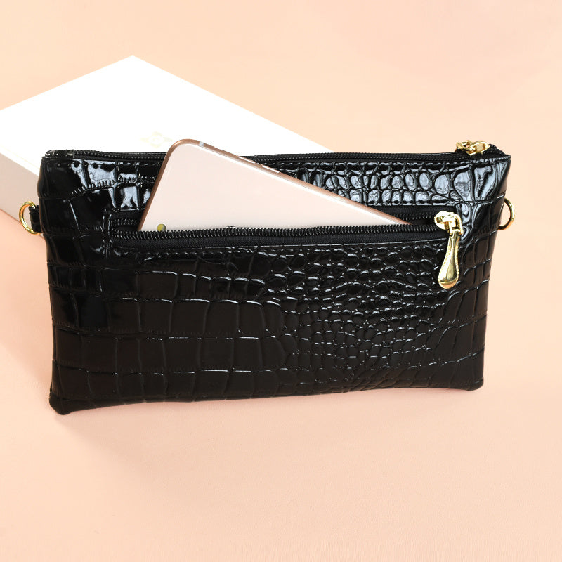 Croc Embossed Clutch Bag Women's Elegant Crossbody