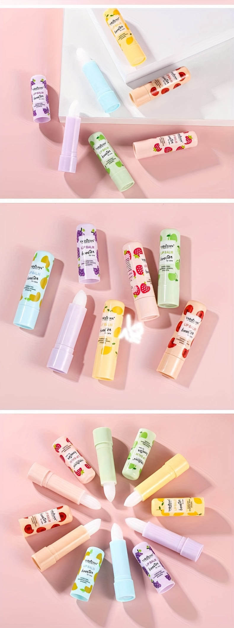 Moisturizing Lip Balm, 6 Fruit Flavors